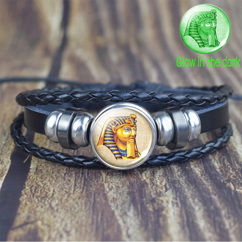 Египетский Анкх светится в темноте панк браслет винтажный Древний Египет Анубис
