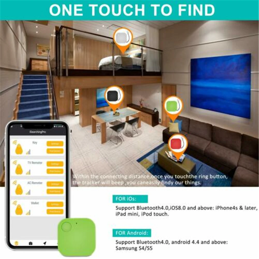 Умный мини GPS трекер беспроводной Bluetooth для поиска ключей от потери авто домашних