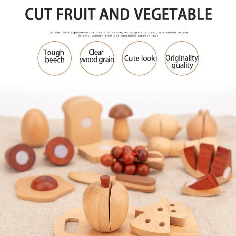 

Log color fruits and vegetables cut to see simulation play house kitchen utensils, fruits and vegetables wooden toys