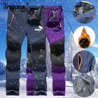 Мужские и женские Зимние флисовые теплые брюки, брендовые уличные штаны с принтом для снега, кемпинга, походов, ветрозащитные лыжные водонепроницаемые дышащие брюки
