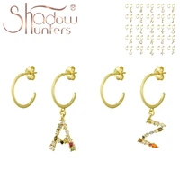 shadowhunters colorful crystal jewelry 925 sterling silver letter drop earrings for young girls gold color earrings rainbow cz