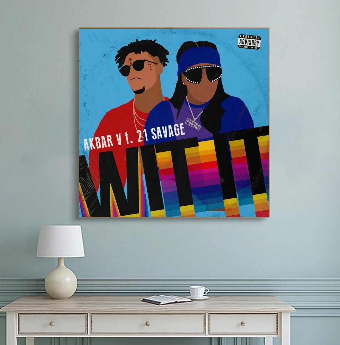 Akbar V &amp 21 Savage - WIT IT Music Обложка альбома плакат холст Художественная печать