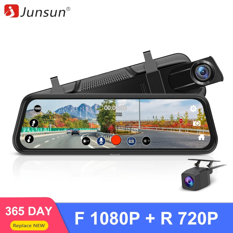 Junsun HD 1080P задняя + Передняя камера потоковое зеркало Автомобильный