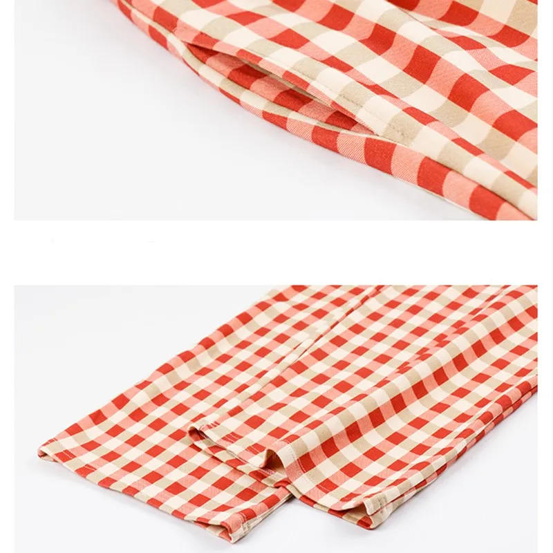 

Plaid Pajamas Women Autumn and Winter Pure Cotton Long-sleeved Casual Loose Fashion Pajamas Can Be Worn Outside Home Wear