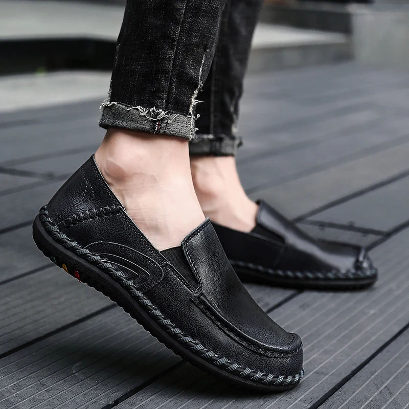 

Мокасины мужские из натуральной кожи, дышащие, без застежки