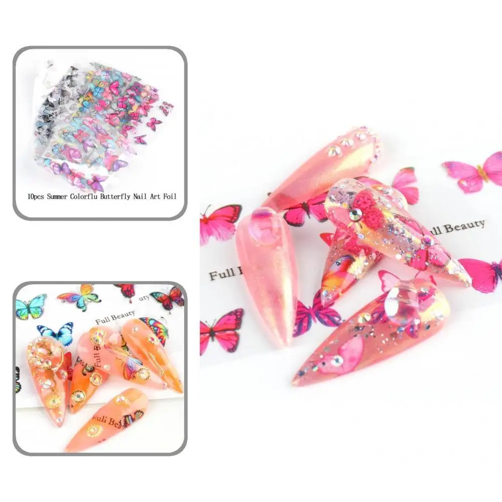 

10Pcs/Bag Nail Foil Stickers Stylish Fashion Anti-falling for Home Use Nail Art Stickers Manicure Stickers