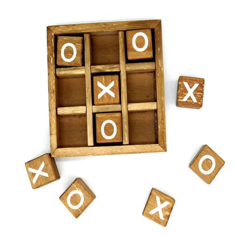 

1pc XO Wood Board Game Toy Leisure Interaction Game Board Chess Developing Intelligent Puzzle Game Educational Toys