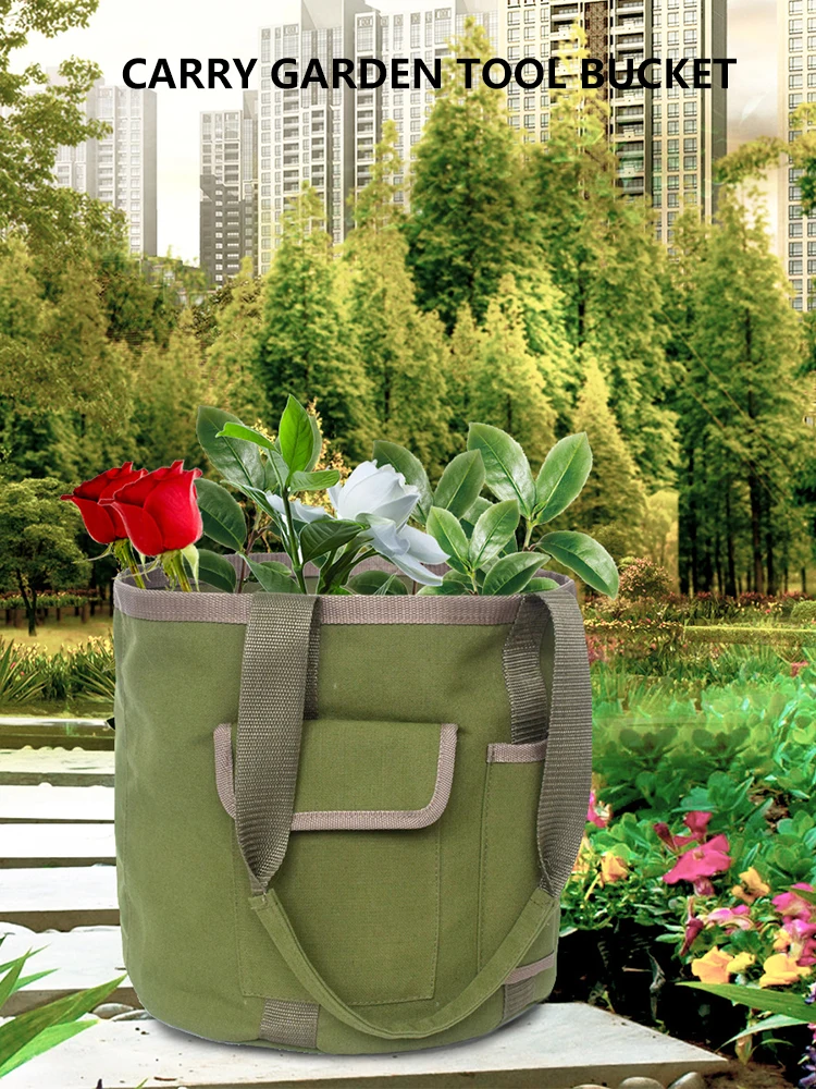 

Bucket Tool Organizer Bucket organizer Garden Tools Storage Bag, with Pockets Garden Tote Canvas, Garden Tool Set Kit