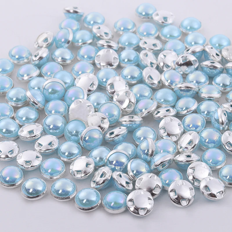 Sliver Sky Blue AB Жемчужные бусинки высшего класса, Цвет Небесно-Голубой, AB 6 мм, 8 мм, разноцветные стразы, стразы для шитья, пуговицы для одежды из ткани - Цвет: Sliver Sky Blue AB