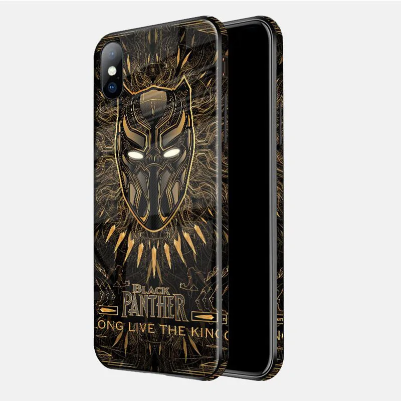 07 Чудо-яд Железный человек стеклянный чехол для iphone 11 11Pro Max X XS MAX XR Супермен Бэтмен цветной край задняя крышка для iphone 6 7 8 Plus - Цвет: 07