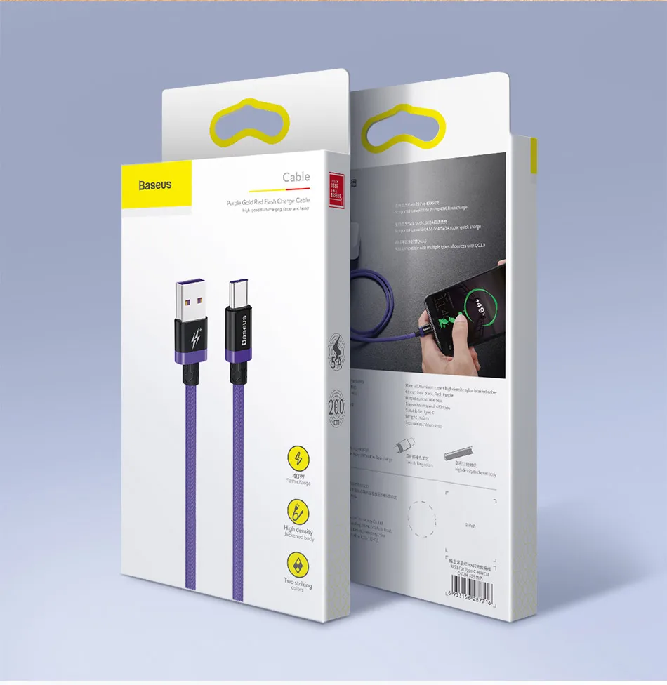Кабель Baseus usb type c 5А быстрая зарядка данных для huawei P20 P30 mate 20 Зарядное устройство usb c кабель для samsung s9 xiaomi Android 1m 2m