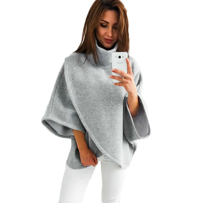 Зимняя Асимметричная теплая водолазка оверсайз толстовка женская Повседневная