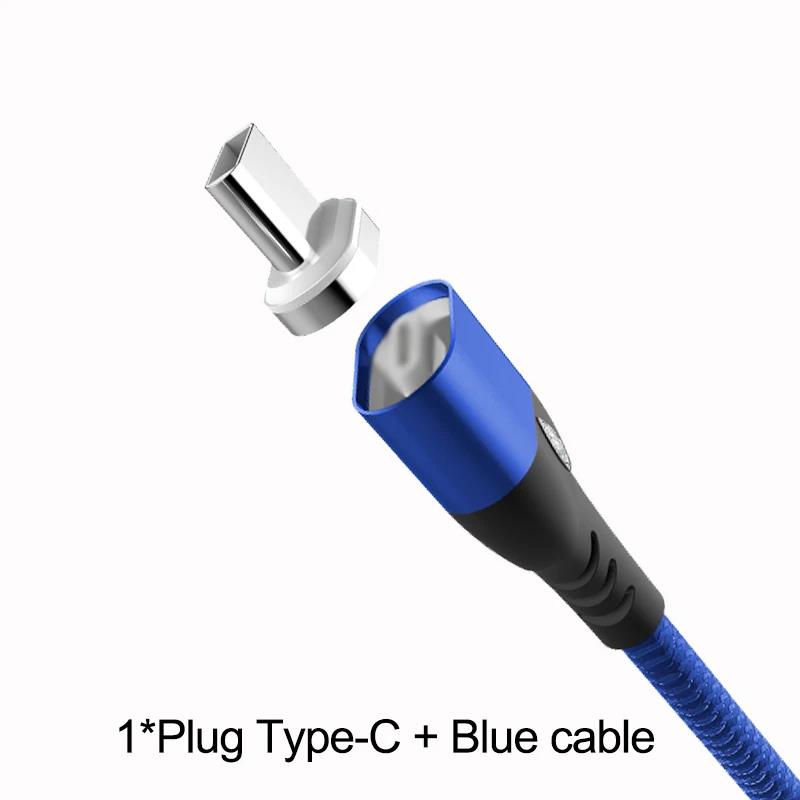 Blue For Type C IONCT Магнитный кабель 3A Быстрая зарядка для айфона IPad Xiaomi samsung Android магнитная зарядка телефон магнит зарядное устройство Micro USB type C провод для зарядки data - Цвет: Blue For Type C
