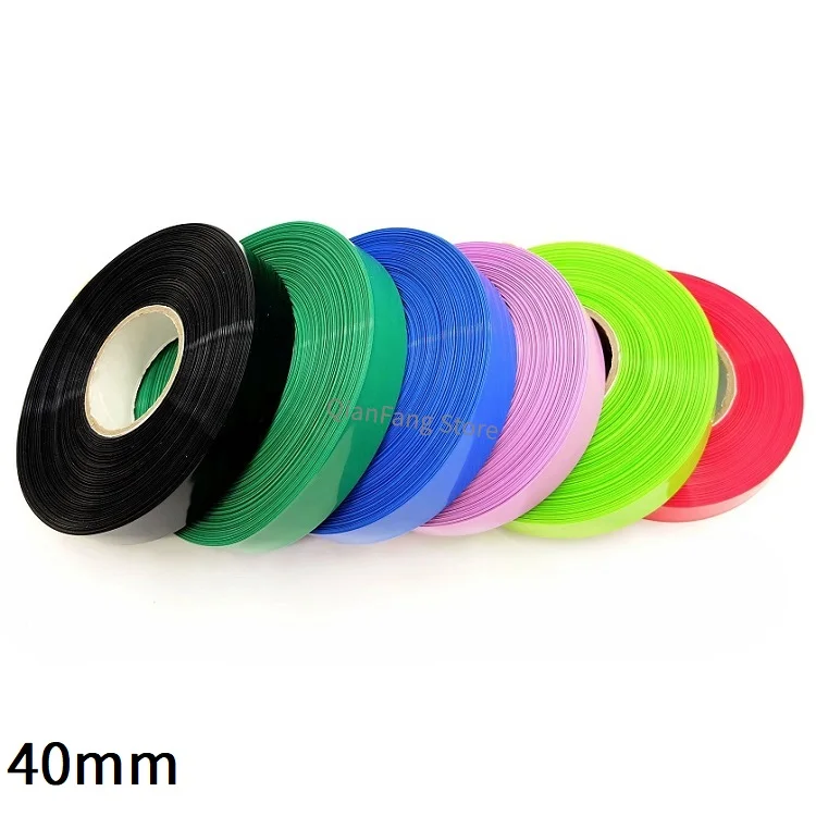 

PVC Heat Shrink Tube 40mm Width Blue Black Fruit Green Shrinkable Cable Sleeve Sheath Pack for 18650 Lithium Battery Film Wrap