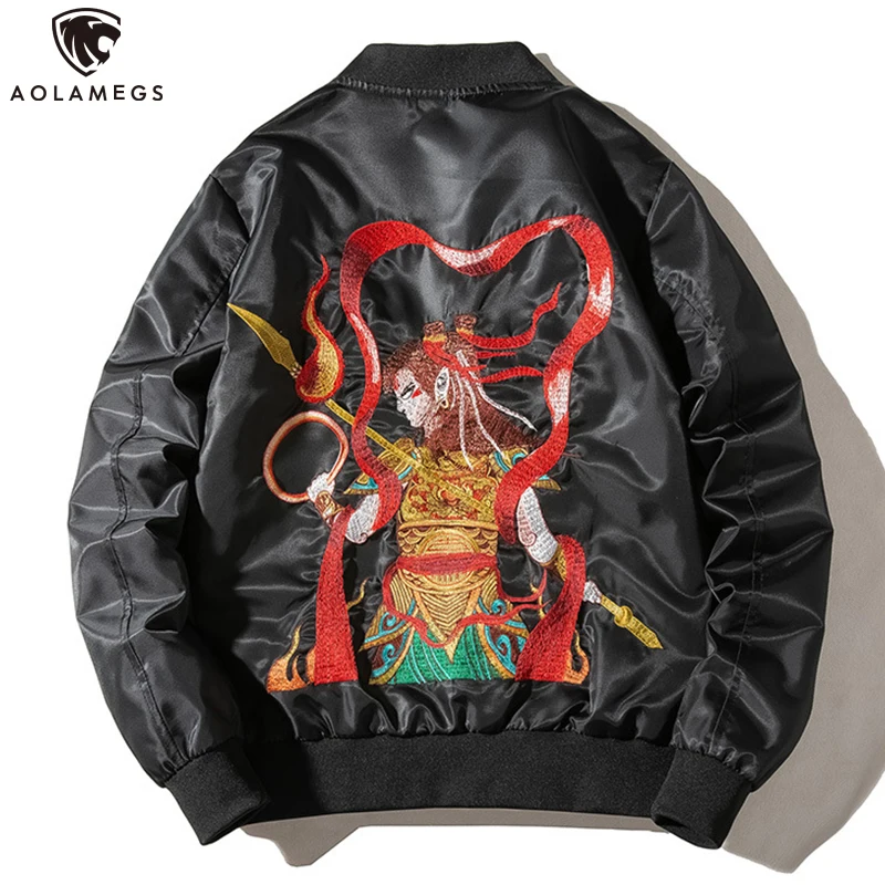 Aolamegs куртка Для мужчин древней китайской вышивкой пальто расширенный два