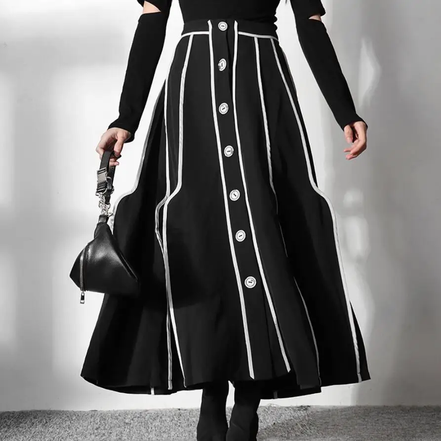 

Spring new retro temperament pettiskirt A word big swing skirt umbrella skirt women fashion hit color striped skirt r1049