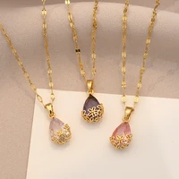 crystal water drop simple pendant ins net red sweet clavicle chain titanium steel non fading tide wild necklace women wholesale