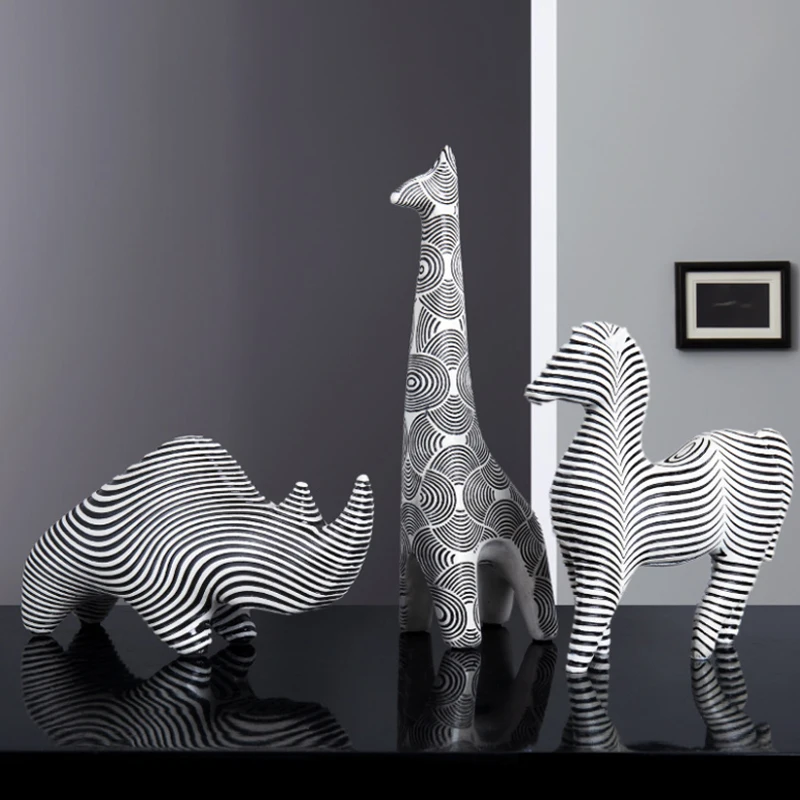 Скандинавские креативные фигурки носорогов зебры животные настольное украшение