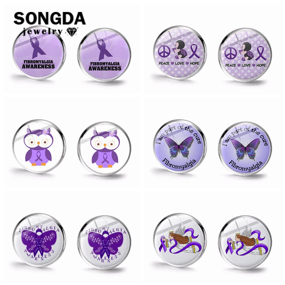 SONGDA специальный фибромиалгия осознание надежды серьги фиолетовой ленточкой