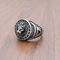 free shipping 316l stainless steel sun veles lion head ring viking rune talisman slavic kolovrat scandinavian amulet jewelry