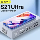 Смартфон глобальная версия S21 Ultra, 4Gтелефон, 16 ГБ ОЗУ, 512 Гб ПЗУ, две Sim-карты