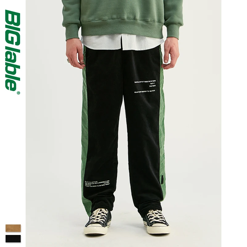 Большие LABLE 2019 FW Мужские штаны для бега контрастные цвета в боковом Jogger брюки на