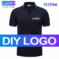 mens short sleeve polo shirt custom printed embroidery high quality top solid color lapel shirt 4xl
