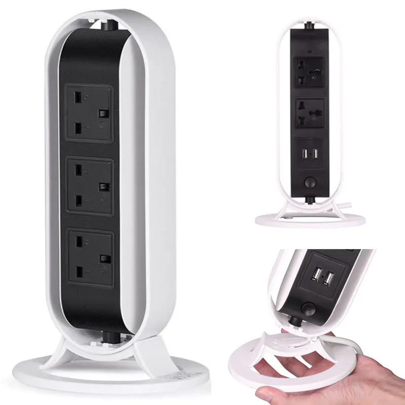 Поворотный сетевой фильтр с европейской вилкой USB вертикальный удлинитель 5AC 2USB 2