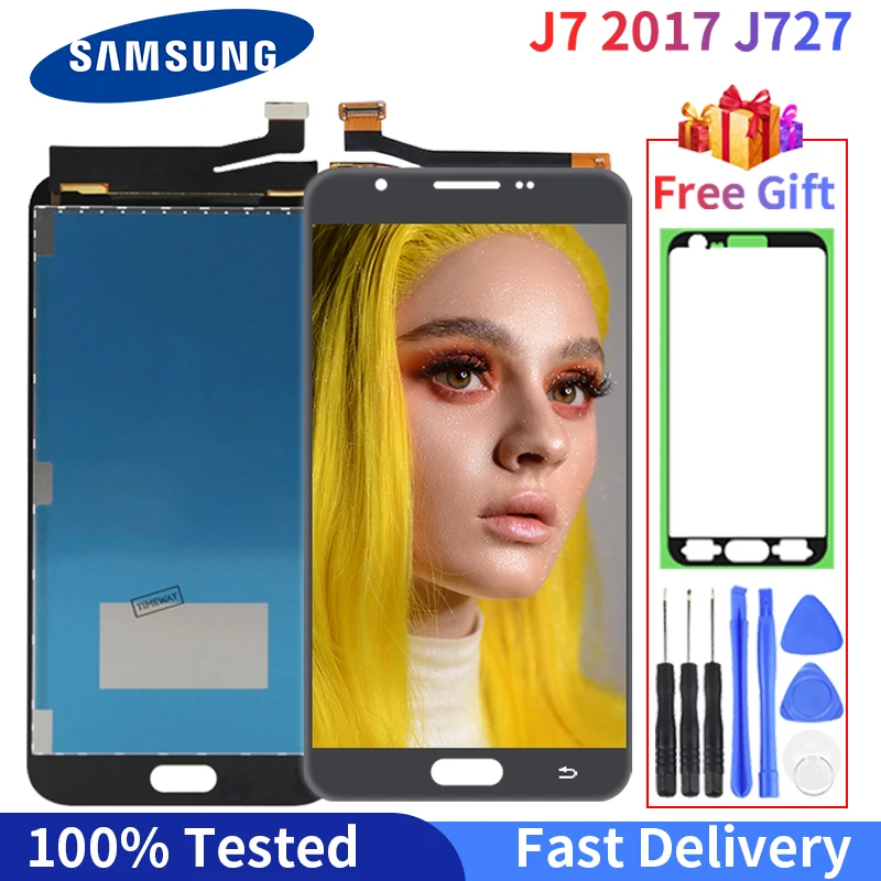 

100% тестирование для Samsung Galaxy J7 2017 J727, ЖК-дисплей, сенсорный экран, дигитайзер, SM-J727P J727V J727A дисплей в сборе заменить