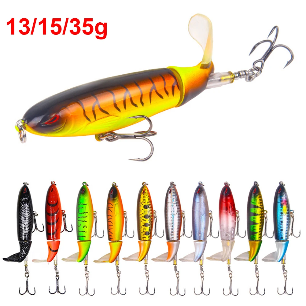 

1PC 13g 15g 35g Topwater Fishing Lure Whopper Popper Artificial Bait Hard Plopper Soft Rotating Tail Fishing Tackle Fishing Bait