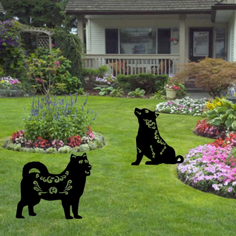 

2 Pcs Hollow Dogs Garden Silhouette Stakes Acrylic Backyard Decoration for Home Garden Decor Signs Yard Decor Pathway