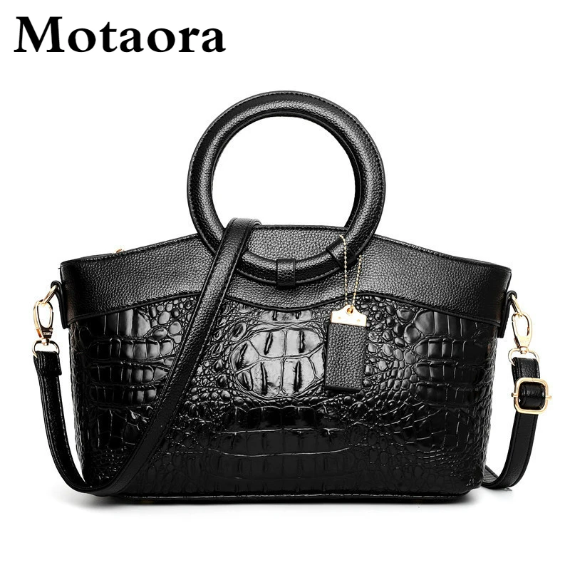 

MOTAORA Women's Shoulder Bag 2021 New Leather Top-handle Bags For Female Crocodile Tote Bag Ladies Large Capacity Messenger Bags