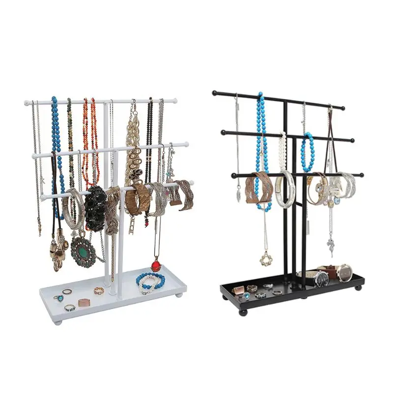 

Metal 3 Tier Tabletop Bracelet & Necklace Jewelry Organizer Display Tree Rack
