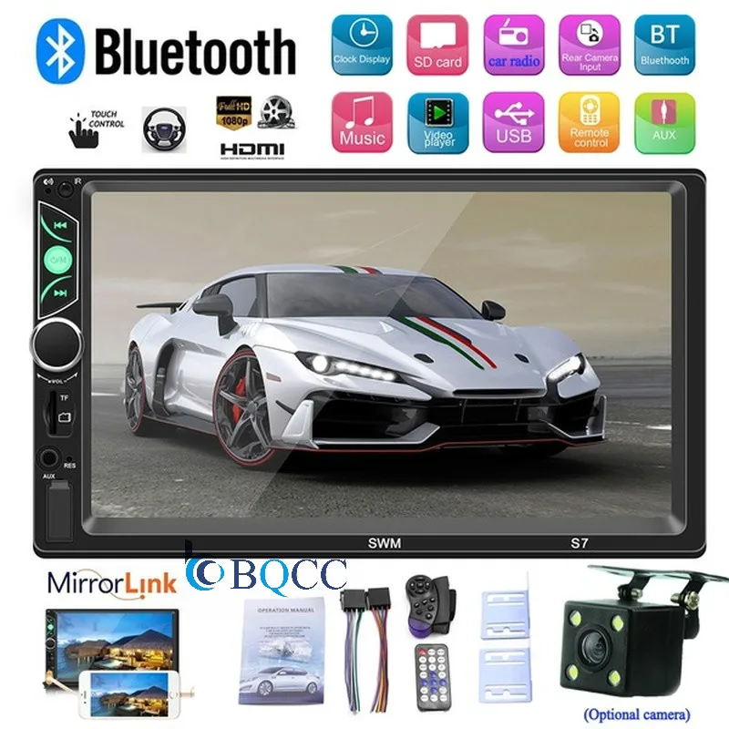 7 дюймовый HD Автомобильный MP5 Bluetooth плеер Mirrorlink FM радио Поддержка USB TF AUX аудио в