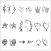original 925 sterling silver earring sparkling daisy flower trio stud earrings for women wedding gift fashion jewelry