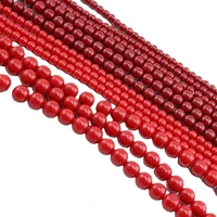 1 strand 4mm 6mm 8mm 10mm round red coral glasses loose charm beads for diy bracelets necklace jewelry making accessories