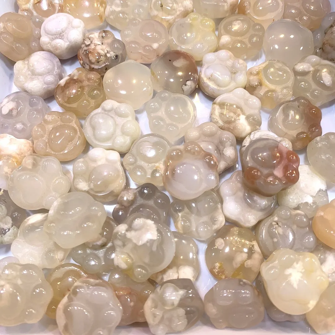 

18-20mm Natural Polished Sakura Cherry Agate Crystal Mini Bear's Paw Stone Specimen Healing Home Decor Crystals