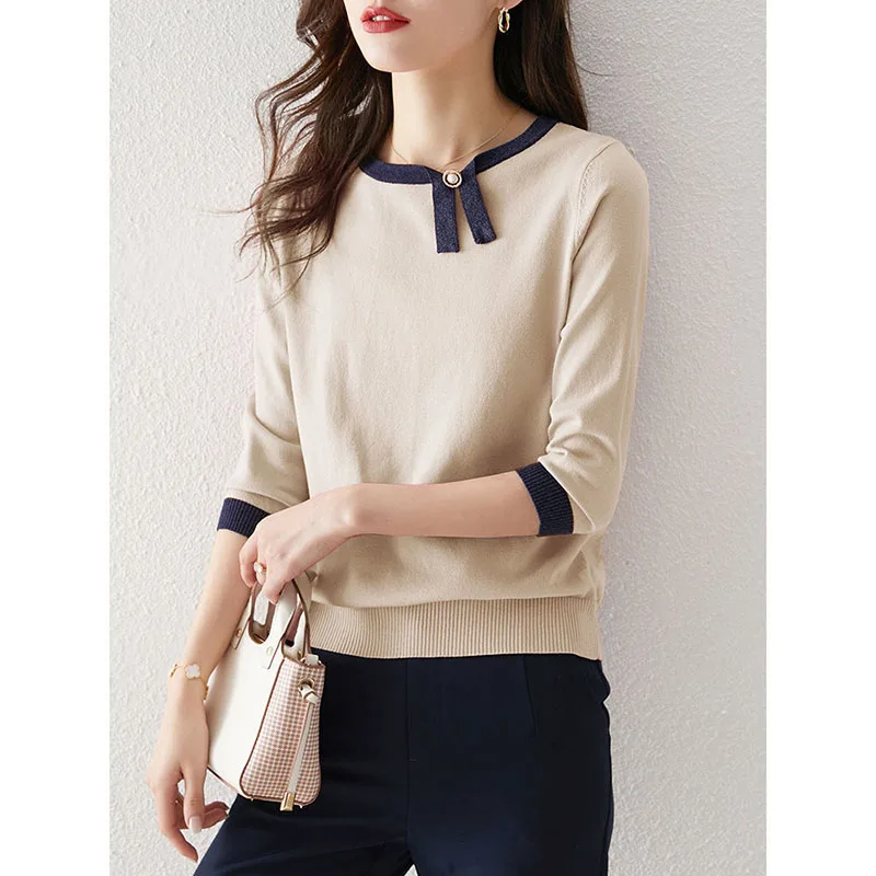 Футболка Асимметричная женская эластичный базовый Свитер оверсайз с длинным