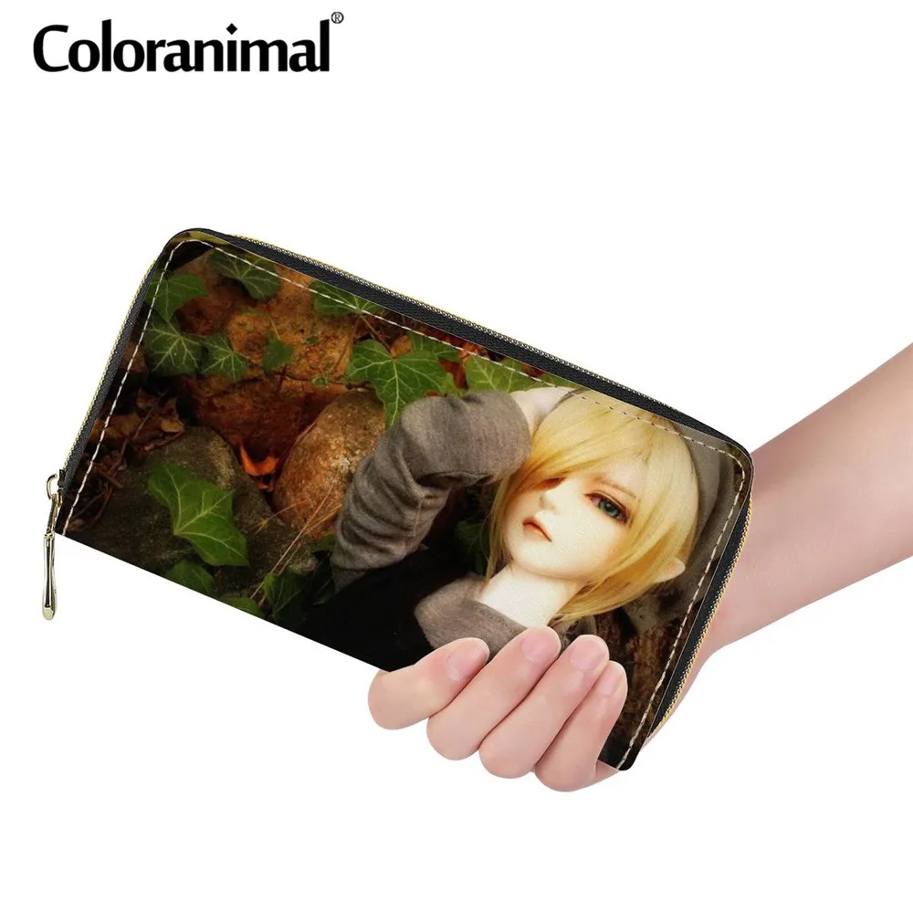 Женский Длинный кошелек Coloranimal с милым принтом куклы женский кожаный