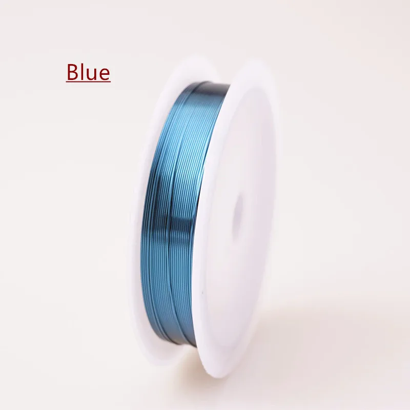 Blue Четырехслойный разноцветный комбинезон серебро Медный провод для браслет Цепочки и ожерелья самодельные Украшения, Аксессуары 0,2/0,25/0,3/0,5/0,6/1,0 мм ремесло Бисер провода HK018 - Цвет: Blue