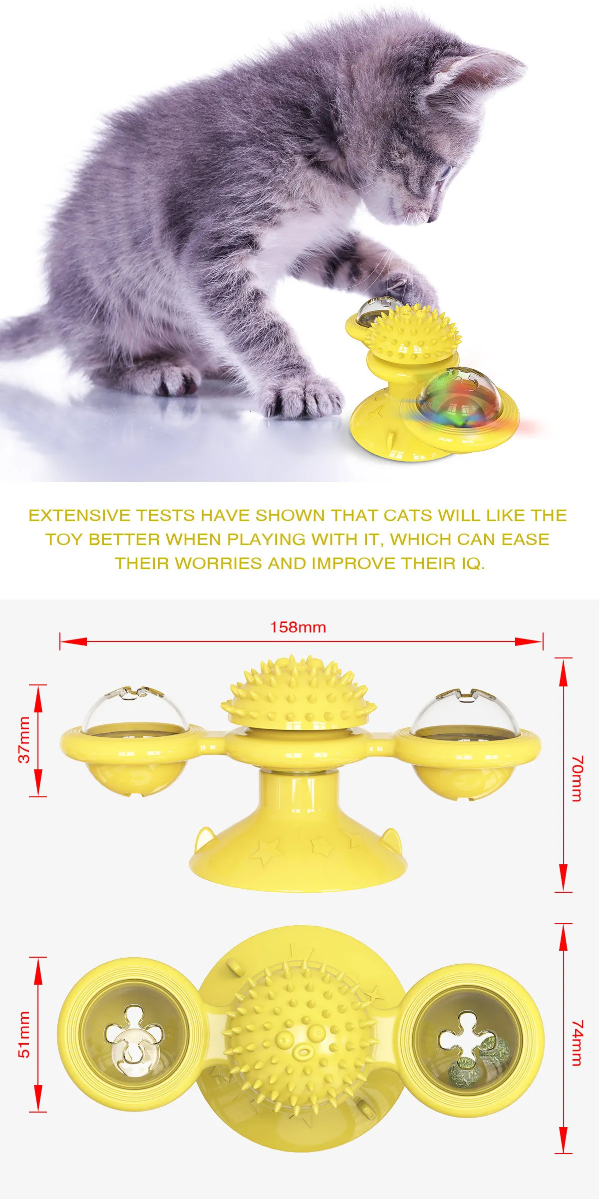 

Windmill Turntable Cat Toy with Catnip and Glow Ball cat toys interactive cat toys interactive