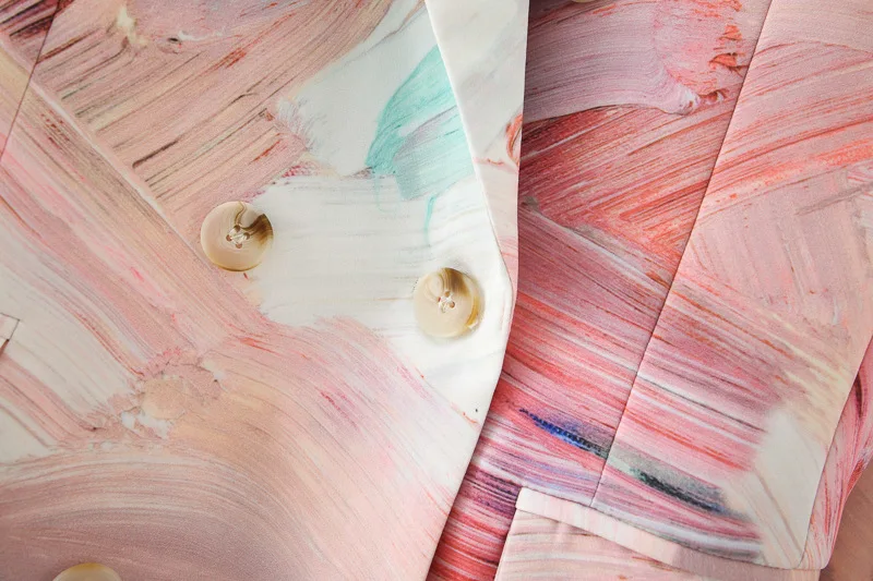 

Women's print mixed color double breasted suit new Lapel long sleeve loose jacket fashion trend in spring and autumn 2020