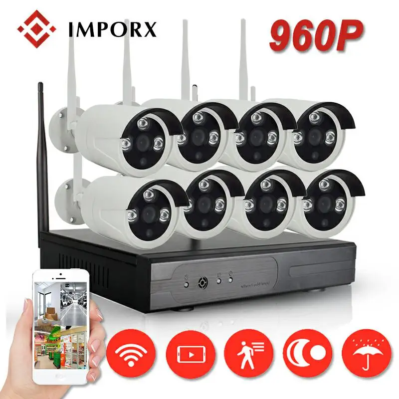 960P 8CH домашняя система безопасности Wifi CCTV беспроводной NVR комплект 1.3MP Крытый Открытый водонепроницаемый IP камера P2P комплект видеонаблюдения