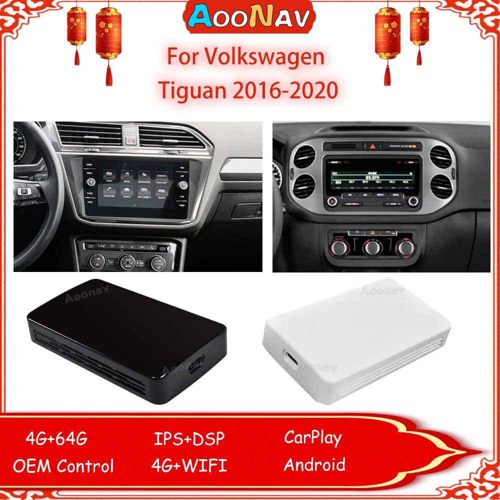

Адаптер AI RK3328 CarPlay Android10 для Volkswagen Tiguan 2016-2020, беспроводной адаптер для зеркального отображения, автомобильный GPS-навигатор 64G