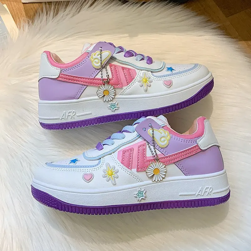 

2020 Spring Korean Xue Sheng Ban Xie Wang Red Little Daisy Sports Shoes White Shoes Woman Shoes Sneakers Zapatillas