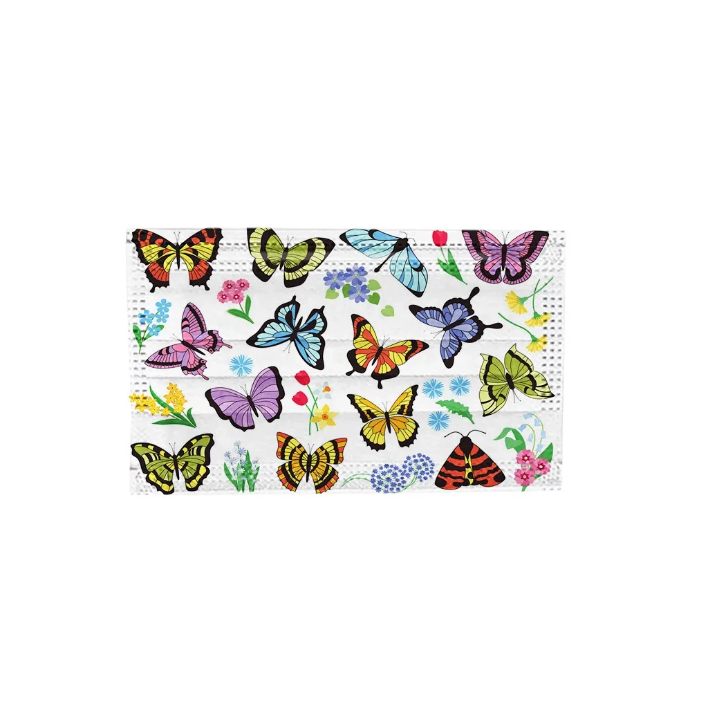 40pcs Butterfly Print Mask Disposable Nonwove 3 Layer Ply Filter Mouth Face Meltblown Breathable Earloops Mondkapjes | Дом и сад