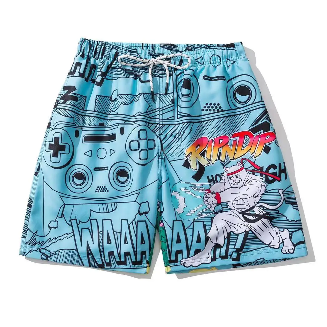 

The new summer popular logo cartoon cat print casual loose beach shorts
