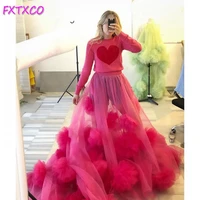 sexy see through long skirts high street women a line ruffles tulle skirts girls formal party cloth custom made color and size