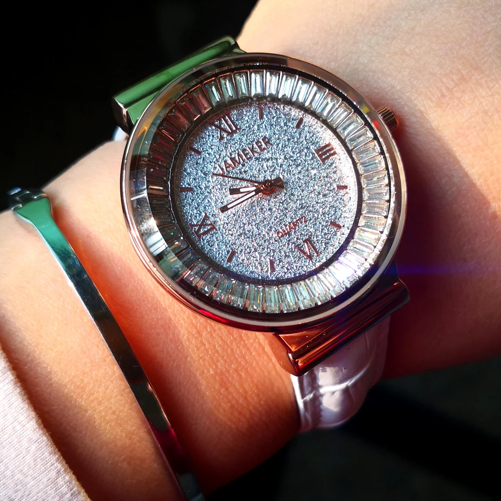 New JAMEKER 2020 Luxury Crystal Wristwatches Women Clock Ultra Thin Ladies Watch Elegant Dress Watches Wrist |