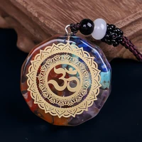 om symbol pendant necklace natural crystal chakra healing energizing necklace meditation mandala art jewelry dropshipping